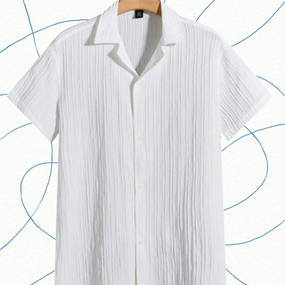 Look Trendy Men Self Design Casual White Shirt