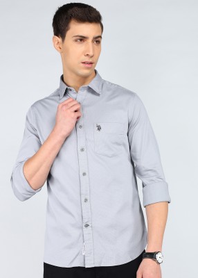 U.S. POLO ASSN. Men Solid Casual Grey Shirt