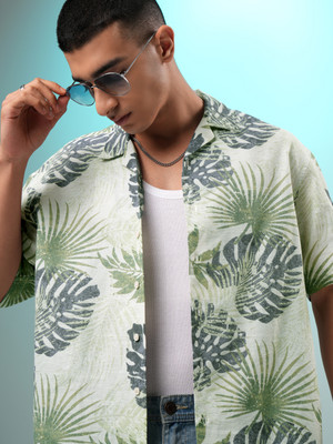 HIGHLANDER Men Printed Casual Beige Shirt