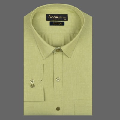 ACCOX Men Solid, Self Design Formal Light Green Shirt