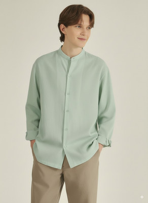 greet fashion Men Solid Casual Light Green Shirt