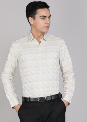 ARROW Men Checkered Formal Beige Shirt