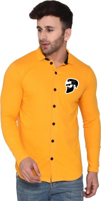 tfurnish Men Graphic Print Casual Yellow Shirt