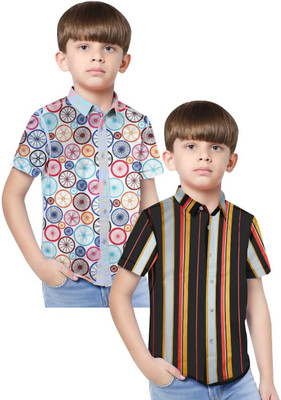 sakthi Boys Printed Casual Multicolor Shirt(Pack of 2)
