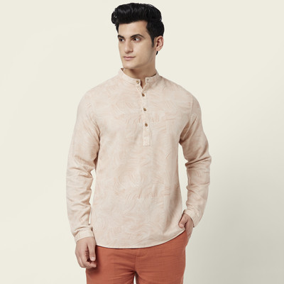 7 Alt by Pantaloons Men Printed Straight Kurta(Orange)