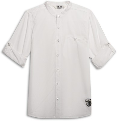 CANTABIL Boys Solid Casual White Shirt