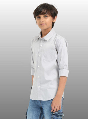 ROCKET SCIENCE Boys Solid Casual Grey Shirt