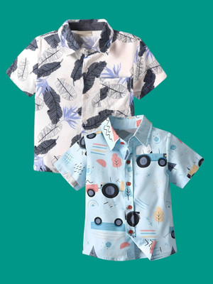 KILLER Boys Printed Casual Blue Shirt(Pack of 2)