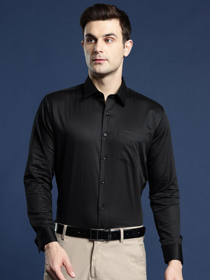 Hancock Men Solid Formal Black Shirt