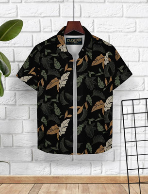 CASSIDON Boys Printed Casual Black, Cream, Gold Shirt