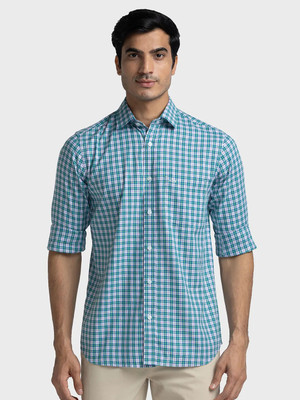 COLORPLUS Men Checkered Casual Blue Shirt
