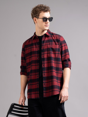 British Club Men Checkered Casual Red, Blue Shirt