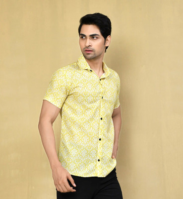 ALVIN ENTERPRISE Men Printed Casual Yellow Shirt
