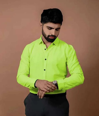 Neviq Trend Men Solid Casual Light Green Shirt