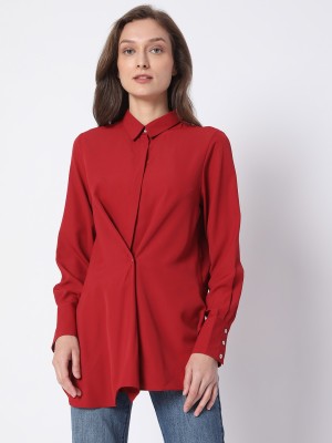 VERO MODA Casual Solid Women Red Top