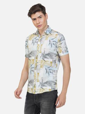 Unistrieet Men Printed Casual Yellow Shirt
