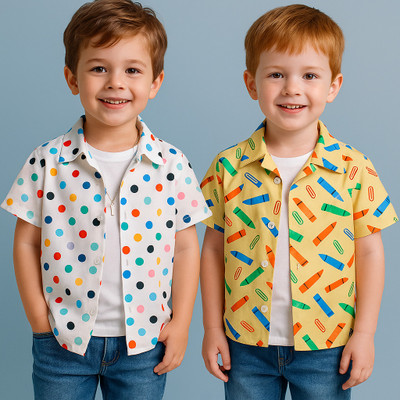 SVHFashion Boys Printed Casual Multicolor Shirt(Pack of 2)