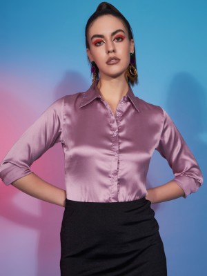 FUNDAY FASHION Women Solid Party Purple Shirt