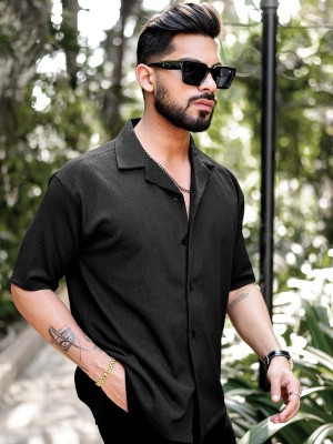 METRONAUT Men Self Design Casual Black Shirt