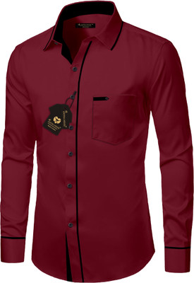 VASTRAHOUSE Men Solid Casual Maroon Shirt