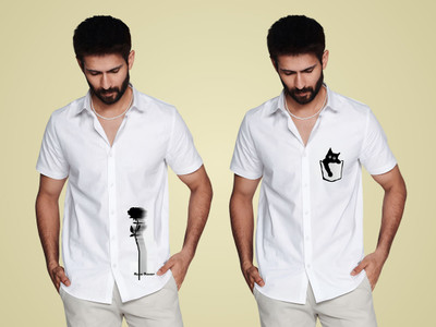 ASHIMA FAB TEX Men Solid Casual White Shirt(Pack of 2)