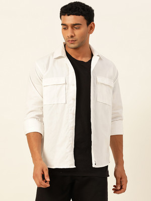 Javinishka Men Solid Casual White Shirt