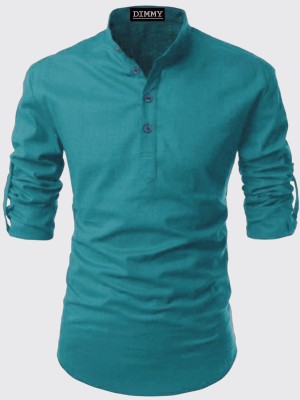 DIMMY Men Solid Casual Blue Shirt