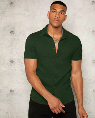 Riddhi Siddhi Enterprise Men Solid Casual Green Shirt