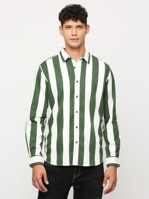 Pepe Jeans Men Striped Casual Green Shirt