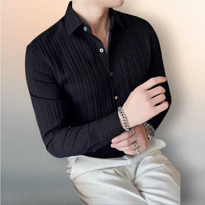 SHIVAY TRENDS Men Self Design Casual Black Shirt