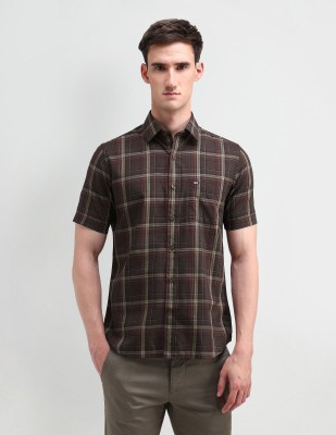 Arrow Sport Men Checkered Casual Brown Shirt