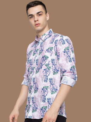 Modernity Men Printed Casual Pink Shirt
