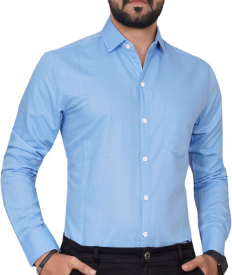 Tyzlo Men Solid Formal Light Blue Shirt