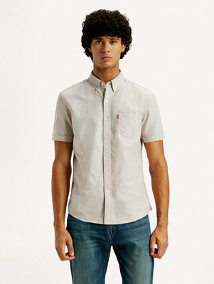 LEVI'S Men Solid Casual Beige Shirt
