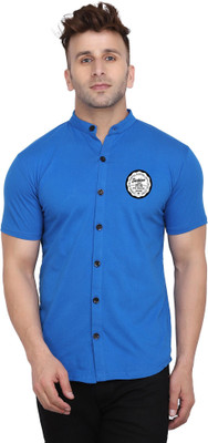GEUM Men Printed Casual Blue Shirt