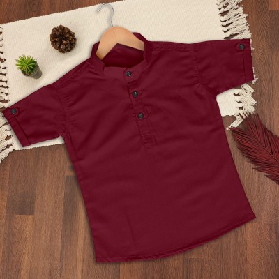 ZOONIC Boys Solid Casual Maroon Shirt