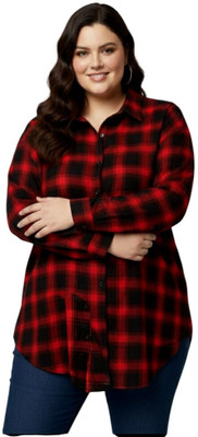 stylemyth Women Checkered Casual Red Shirt