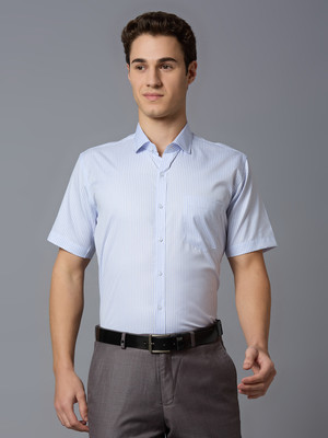 Mark & Albert Men Striped Formal Blue Shirt