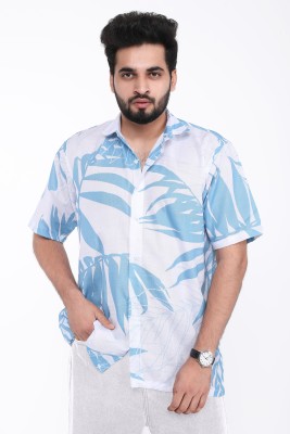 brown brothers Men Printed Casual White, Light Blue Shirt