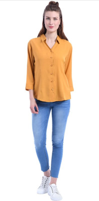 PakhiOutfit Women Solid Formal Yellow Shirt