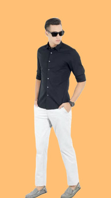 The style grove Men Solid Casual Blue Shirt