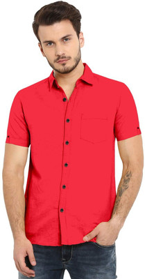 Ethnic Trendz Men Solid Casual Pink Shirt