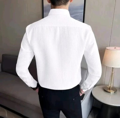 Wearich Men Self Design Casual White Shirt