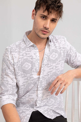 Jai Textiles Men Striped Casual White Shirt