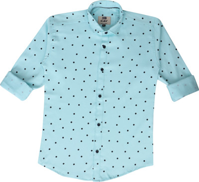 Cay Boys Printed Casual Light Green Shirt