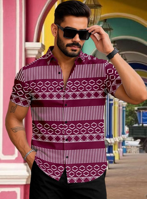 BS Enterprise Men Printed Casual Maroon Shirt