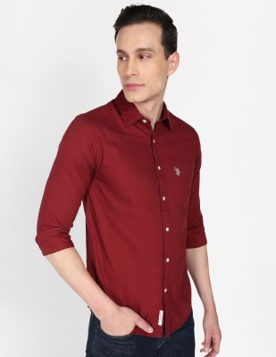 U.S. POLO ASSN. Men Solid Casual Red Shirt