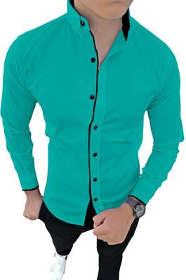 SUR-T Men Solid Casual Green Shirt