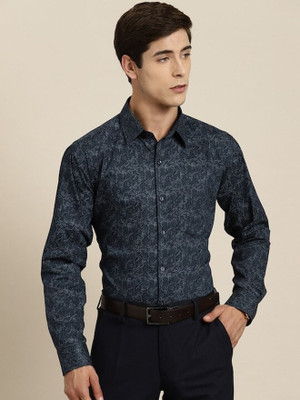 Hancock Men Printed Formal Dark Blue, Black Shirt