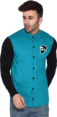 tfurnish Men Printed Casual Light Green Shirt